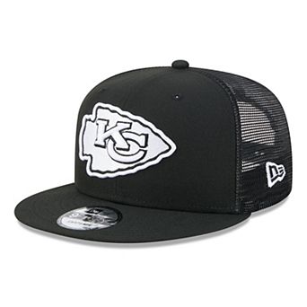 Men's New Era Black/White Kansas City Chiefs 9FIFTY Snapback Trucker Hat