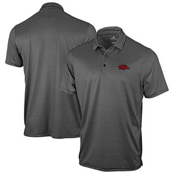 Men's Antigua Black Arkansas Razorbacks Eager Polo