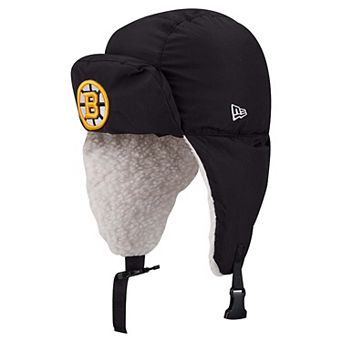 Men's New Era x Alpha Industries Black Boston Bruins Puffer Quilted Trapper Hat