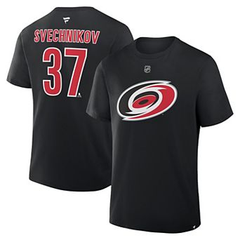 Men's Fanatics Andrei Svechnikov Black Carolina Hurricanes Authentic Stack Name & Number T-Shirt