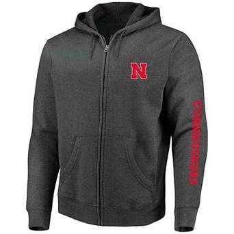 Men's Profile Heather Charcoal Nebraska Huskers Big & Tall Full-Zip Hoodie
