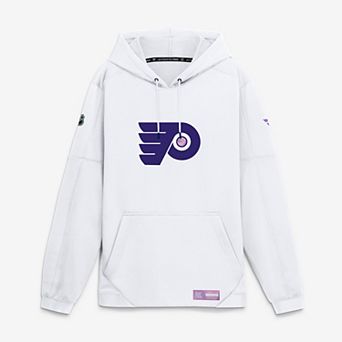 Men's Fanatics White Philadelphia Flyers Authentic Pro Hockey Fights Cancer Rink Fleece Hoodie
