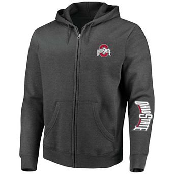 Men's Profile Heather Charcoal Ohio State Buckeyes Big & Tall Full-Zip Hoodie