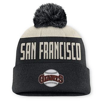 Men's Nike Natural/Black San Francisco Giants Cooperstown Collection Peak Standard Cuffed Knit Hat with Pom