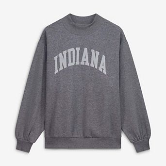 Women's Heather Gray Indiana Hoosiers Monroe Mock Neck Sweatshirt