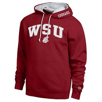 Men's Champion Crimson Washington State Cougars Arch Tackle Twill Hoodie