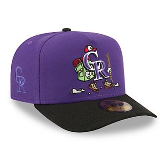 Men's New Era Purple/Black Colorado Rockies Cartoon A-Frame 59FIFTY Fitted Hat