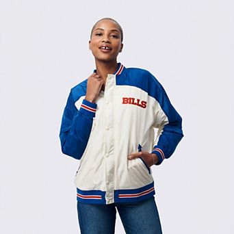 Women's Terez White Buffalo Bills Double Yoke Bomber Jacket
