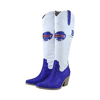 Women's FABGATING by Cuce White Buffalo Bills Crystal Cowboy Boots