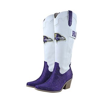 Women's FABGATING by Cuce White Baltimore Ravens Crystal Cowboy Boots