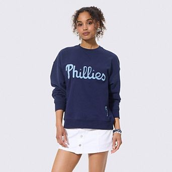 Women's Terez Navy Philadelphia Phillies Denim Patch Crewneck Sweatshirt