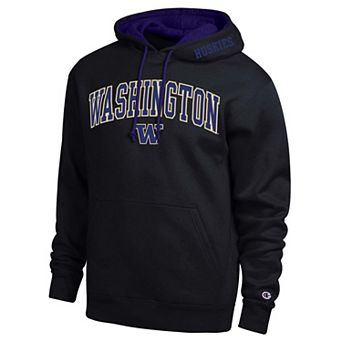 Men's Champion Black Washington Huskies Arch Tackle Twill Hoodie