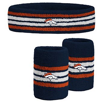 Youth PRO Compression Navy Denver Broncos Team Stripe Three-Pack Headband and Wristbands Set