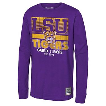 Youth Purple LSU Tigers Retro Big Game Long Sleeve T-Shirt