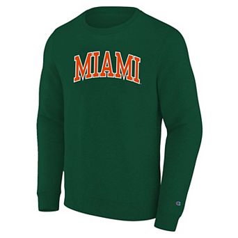 Men's Big and Tall Champion Green Miami Hurricanes Arch Applique Sweatshirt