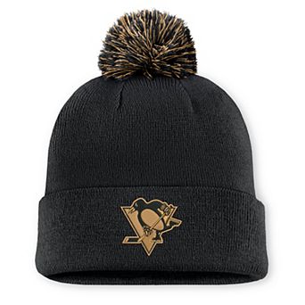 Men's Fanatics Black Pittsburgh Penguins Military Appreciation Cuffed Knit Hat with Pom