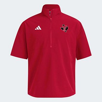 Men's adidas Red Texas Tech Red Raiders 2026 Sideline Woven Quarter-Zip Short Sleeve Jacket