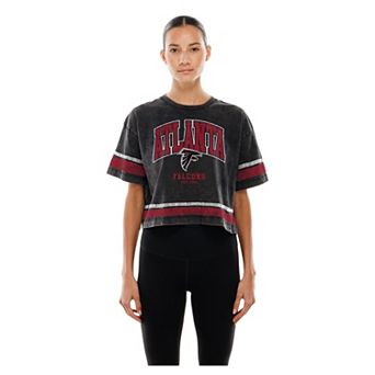 Women's New Era Black Atlanta Falcons Lifestyle Mineral Wash Boxy Cropped T-Shirt