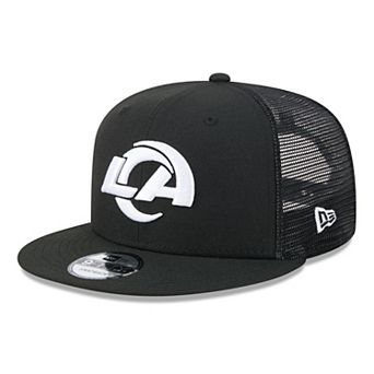 Men's New Era Black/White Los Angeles Rams 9FIFTY Snapback Trucker Hat