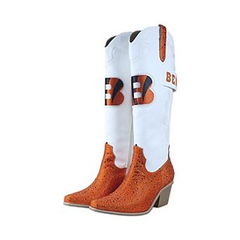 Women's FABGATING by Cuce White Cincinnati Bengals Crystal Cowboy Boots