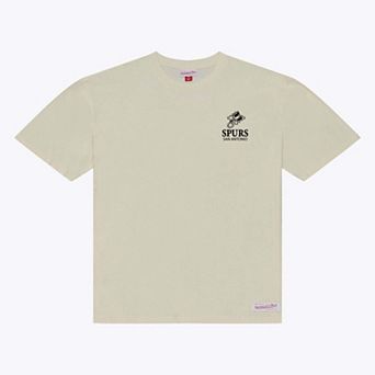 Men's Mitchell & Ness Cream San Antonio Spurs Core Essentials T-Shirt