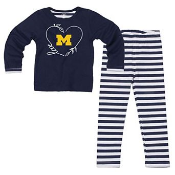 Girls Toddler Wes & Willy Navy Michigan Wolverines 2 pc Long Sleeve Top and Pants Set