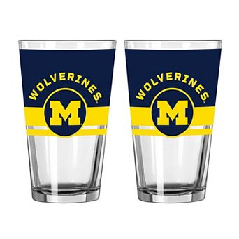 Logo Brands Michigan Wolverines Two-Piece 16oz. Horizon Pint Glass Set