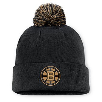 Men's Fanatics Black Boston Bruins Military Appreciation Authentic Pro Cuffed Knit Hat with Pom
