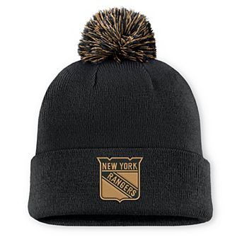 Men's Fanatics Black New York Rangers Military Appreciation Authentic Pro Cuffed Knit Hat with Pom