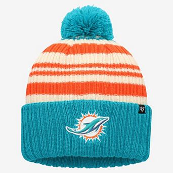 Youth '47 Aqua Miami Dolphins Snow Fort Cuffed Knit Hat with Pom