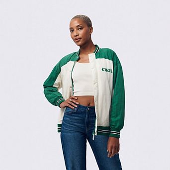 Women's Terez White Philadelphia Eagles Double Yoke Bomber Jacket