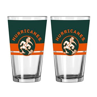 Logo Brands Miami Hurricanes Two-Piece 16oz. Horizon Pint Glass Set