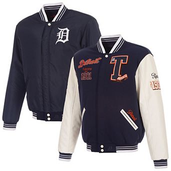 Men's JH Design Navy Detroit Tigers Reversible Varsity Jacket