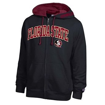 Men's Champion Black Florida State Seminoles Arch Logo Full-Zip Fleece Hoodie