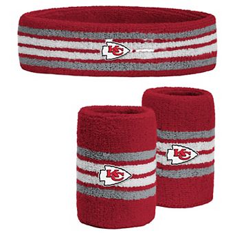Youth PRO Compression Red Kansas City Chiefs Team Stripe Three-Pack Headband and Wristbands Set