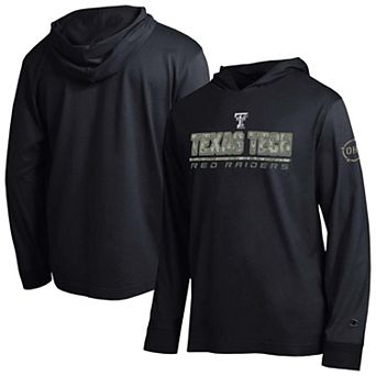 Men's Champion Black Texas Tech Red Raiders Operation Hat Trick Camo Script Hooded Long Sleeve T-Shirt