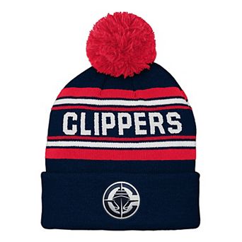 Backboard Jacquard Cuffed Knit Hat with Pom Outerstuff Navy LA Clippers Backboard Jacquard Cuffed Knit Hat with Pom