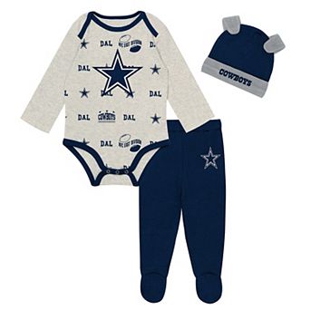 Newborn Outerstuff Natural Dallas Cowboys Huddles and Giggles Three-Piece Set