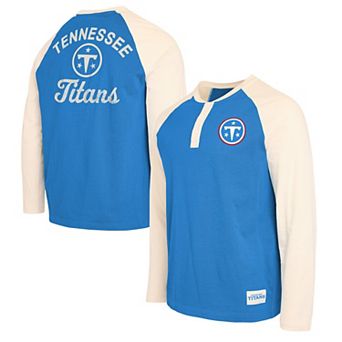 Men's Darius Rucker Collection by Fanatics Light Blue/Cream Tennessee Titans Henley Long Sleeve T-Shirt