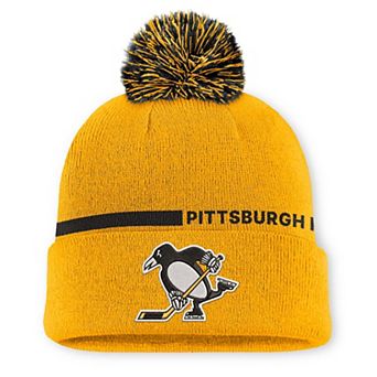 Men's Fanatics Gold Pittsburgh Penguins Authentic Pro Alternate Cuffed Knit Hat with Pom