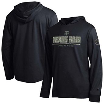 Men's Champion Black Texas A&M Aggies Operation Hat Trick Camo Script Hooded Long Sleeve T-Shirt