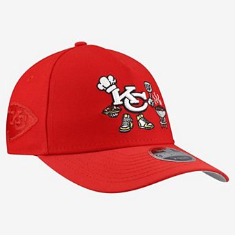 Youth New Era Red Kansas City Chiefs Cartoon A-Frame 9FORTY Adjustable Hat