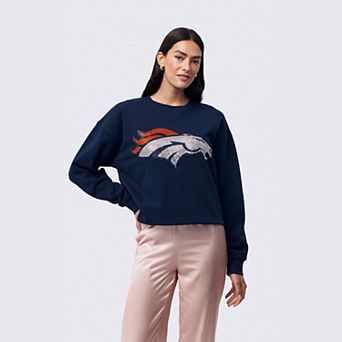 Women's Terez Navy Denver Broncos Gemstone Logo Crew