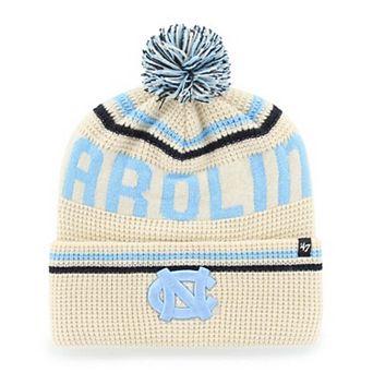 Unisex '47 Cream North Carolina Tar Heels Quattrle Waffle Cuffed Knit Hat with Pom