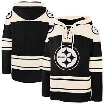 Men's '47 Black Pittsburgh Steelers Superior Lacer Hoodie
