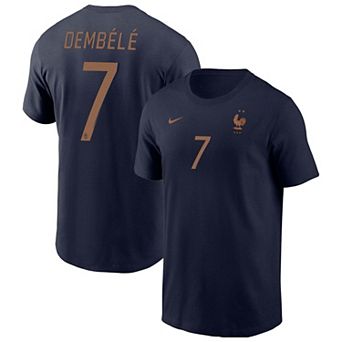 Men's Jordan Brand Ousmane Dembélé Navy France National Team Name & Number T-Shirt