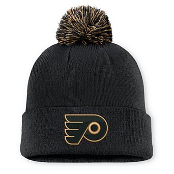 Men's Fanatics Black Philadelphia Flyers Military Appreciation Authentic Pro Cuffed Knit Hat with Pom