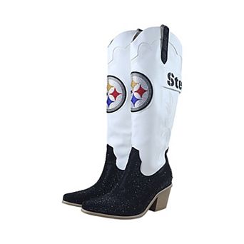 Women's FABGATING by Cuce White Pittsburgh Steelers Crystal Cowboy Boots