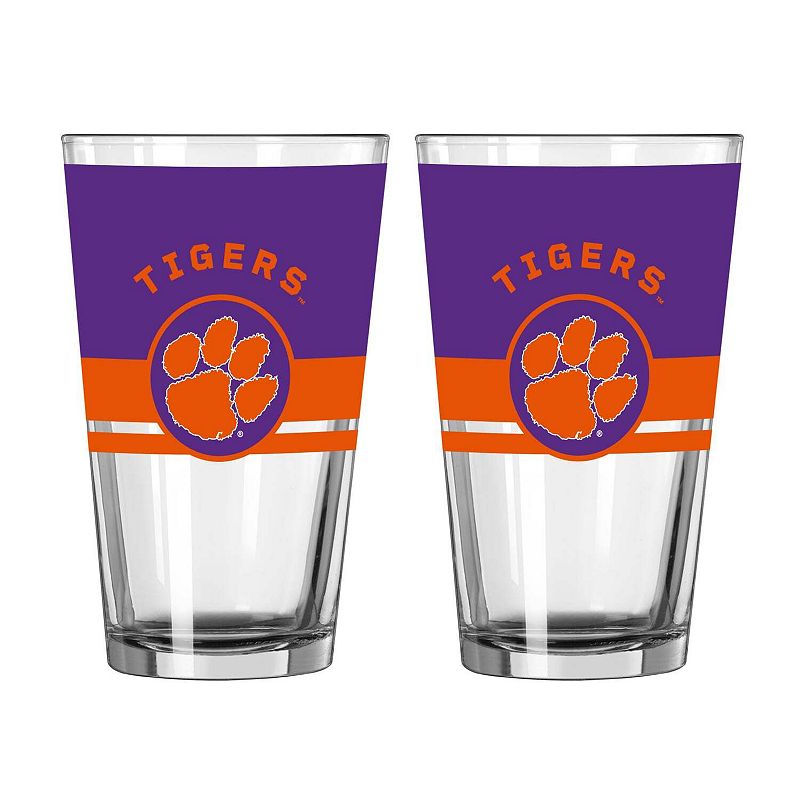 Logo Brands Clemson Tigers Two-Piece 16oz. Horizon Pint Glass Set, Team