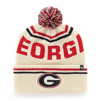 Unisex '47 Cream Georgia Bulldogs Quattrle Waffle Cuffed Knit Hat with Pom